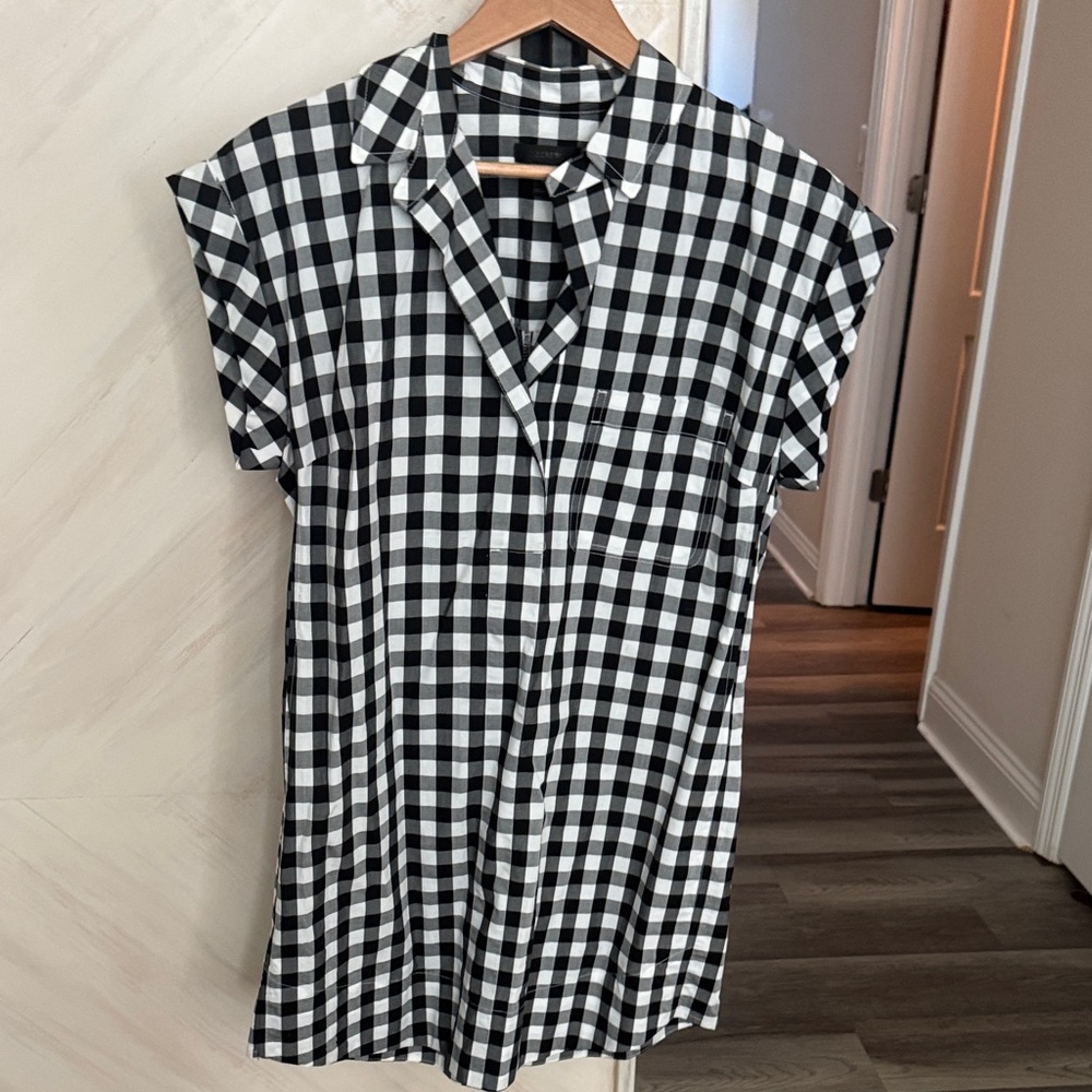 NWOT J. Crew Black and White Gingham Tunic